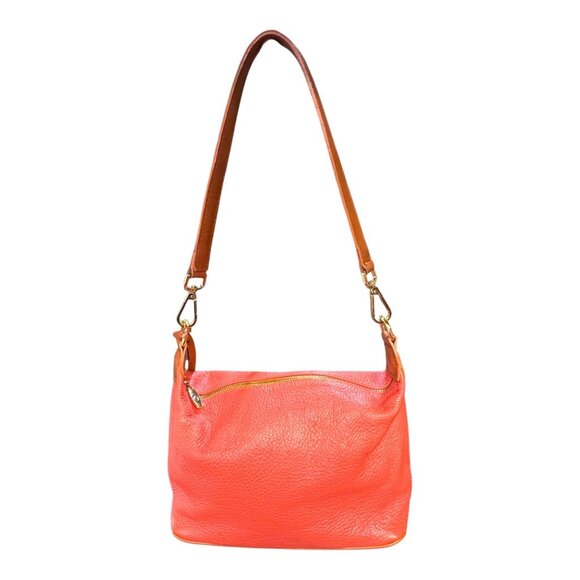 Valentina Italia Coral Peach Pink Leather Shoulder Bag With Adjustable Strap SEE - Picture 16 of 16